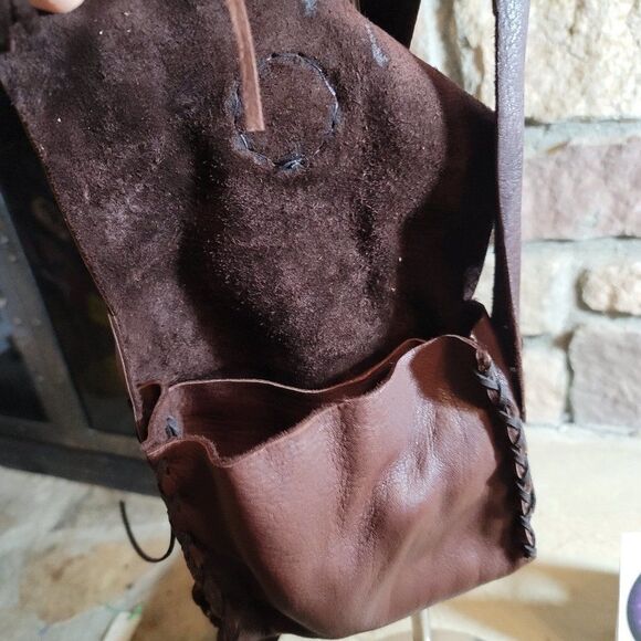 🔷️Genuine Elk Hide Crossbody Leather Purse Bag by Native Americans BNA8 - Picture 4 of 6